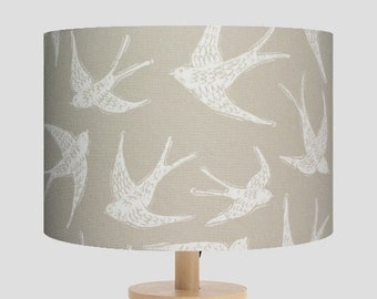 Swallow Bird lampshade | Lampshade | Bird lampshade | Ceiling lampshade | UNO Lampshade| Beige Swallow fabric lampshade | Drum lampshade