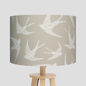 Swallow Bird lampshade | Lampshade | Bird lampshade | Ceiling lampshade | UNO Lampshade| Beige Swallow fabric lampshade | Drum lampshade