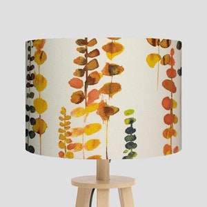 Handmade Drum Lampshade: Orange Vines Fabric, Autumnal Design