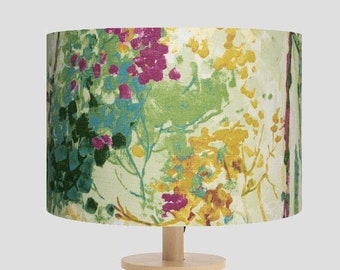 Handmade Silver Birch Fabric Lampshade – Botanical Cottage Garden Style