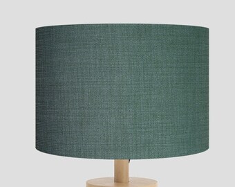Handgefertigter Trommellampenschirm | Linoso Mineralgrüner Stoff