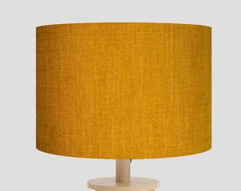 Handmade Lampshade using Linoso Saffron Fabric for Table lampshade, Floor lampshade or ceiling lampshade. Drum lampshade