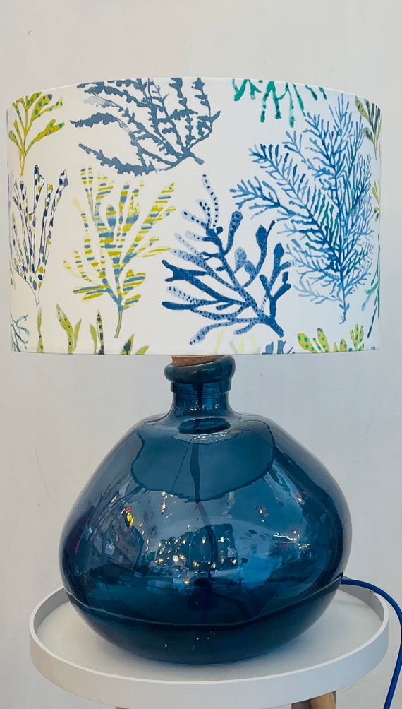 Blue art glass table lamp deals