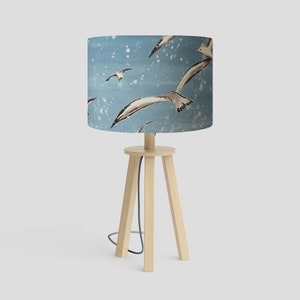 Seagull Lampshade: Handmade Coastal Drum Shade, Cornish Decor (20-40cm)
