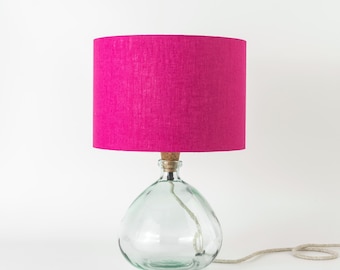 Fuchsia Pink Linen Drum Lampshade – UNO Fitter, Modern Table Lamp Shade