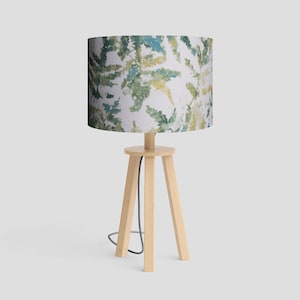 Tropical Leaf Drum Lampshade: Teal Citrus Botanical Print