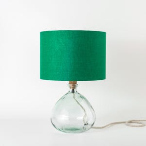 Stonewashed Linen Drum Lampshade: Emerald Green Ceiling/Table Lamp