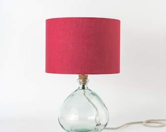 Raspberry stone washed Drum Lampshade: Stonewashed Texture, Sustainable Flax