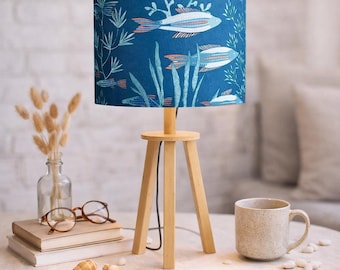 Handmade Tropical Fish Drum Lampshade – Coastal Nautical Decor