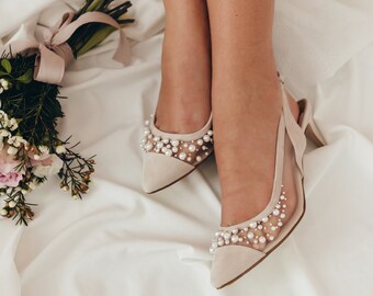 blush pink low heels