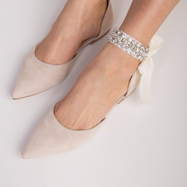 flat wedding shoes with ankle strap