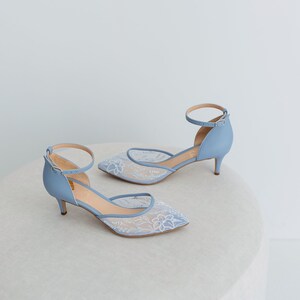 Sky blue kitten heels on sale