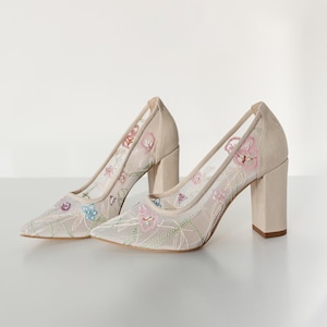 Handmade Middle High Heels Pointed Toe Crystal Wedding Shoes, S003 Handmade Middle High Heels Pointed Toe Crystal Wedding Shoes, S003