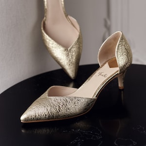 Gold kitten heel mules deals