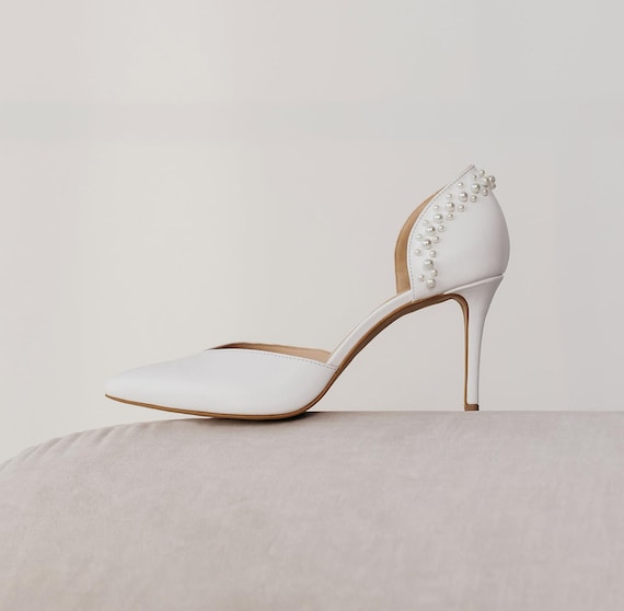 Sandales à Talons Hauts Pour Femmes 5Cm Blanches à Bout Pointu Talon Bas Grande Taille Sandales Chaussures De Mariage Chaussures De Mariée 5Cm à Bout Pointu Sandales Pour Femmes Filles