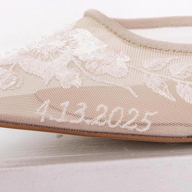 Custom Name Embroidery for Wedding Shoes, Personalized Name, Surname and Date, Add-on for orders only image 2