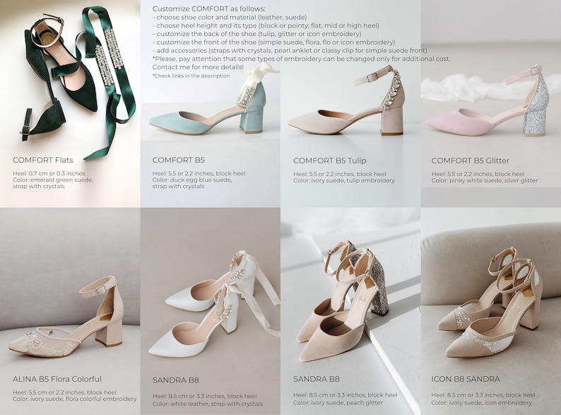 Sandalias de boda azules con tacones bajos y tira en el tobillo, zapatos de novia hechos a mano con punta cerrada, tacones Something Blue imagen 7