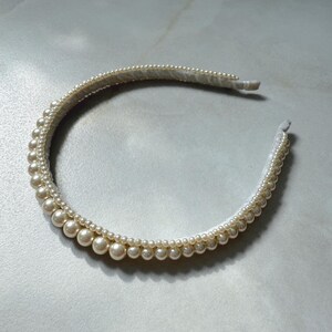 Pearl Bridal Headband, Assorted Pearls Headpiece, Wedding Halo Crown Hairpiece, Handmade Headband for Bride