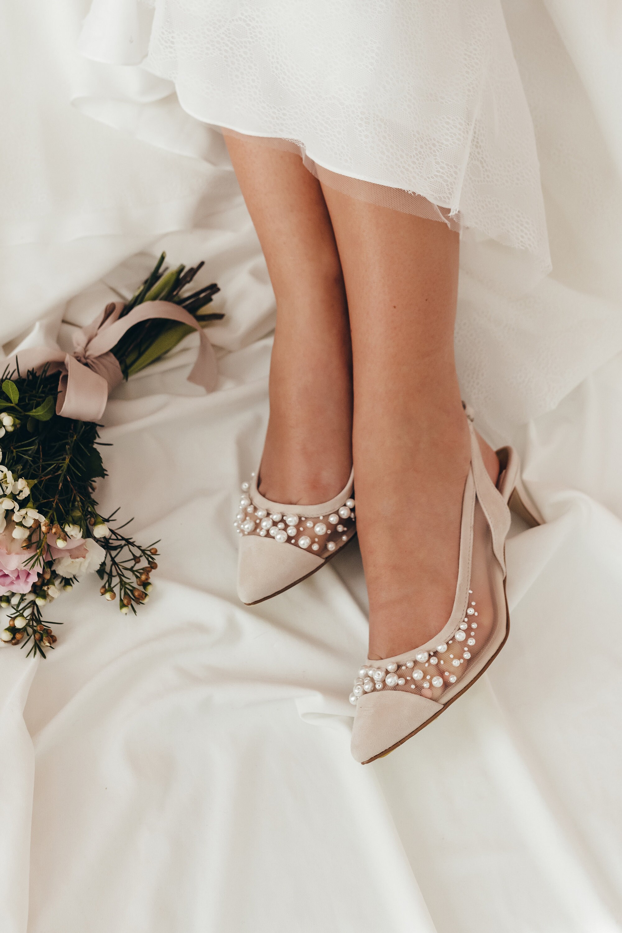 Strappy Kitten Heel Bridal Sandals Blush Ivory Nude Bridal | Etsy