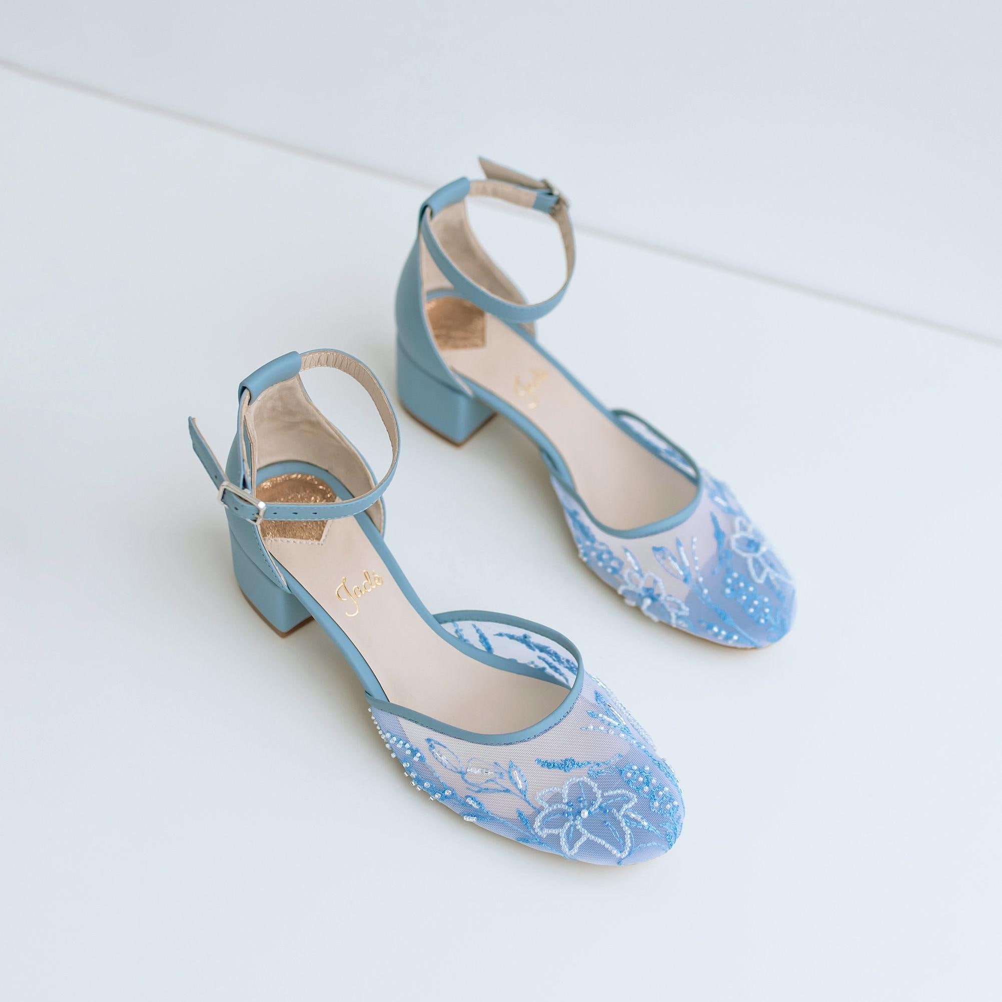 Blue Floral Bridal Sandals