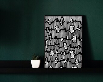 Digitaldruck- Schwarz-Weiß Minimalistisch Illustration- Wohndekoration, Wandkunst
