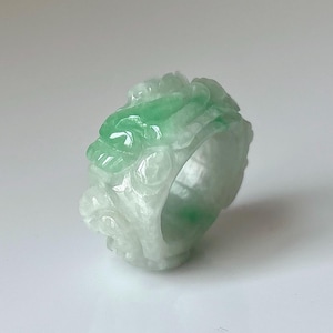 Size 8.75 Jade Dragon Ring, Natural Burmese Jadeite Dragon Carved Band Ring, Genuine Jade Ring For Men, Dragon Birth Year Jewelry (RJ291)