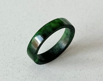 Size 6.5 Jade Ring, Natural Burmese Jadeite Square Slim Band Ring, Minimalist Simple Jade Ring For Men & Women, Genuine Jade Jewelry RJ244