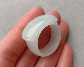 Size 11 US Jade Saddle Ring, Natural Burmese Jadeite Carved Ring, Genuine Jade Statement Ring, Jade Ring For Men (RJ71)