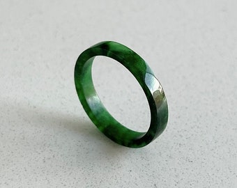 Size 6.5 Jade Ring, Natural Burmese Jadeite Square Slim Band Ring, Minimalist Simple Jade Ring For Men & Women, Genuine Jade Jewelry RJ244