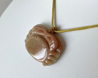 Natural Jade Crab Necklace, Natural Burmese Jadeite Crab Pendant, Cancer Zodiac Necklace, Unisex Jade Necklace, Unique Jade Jewelry