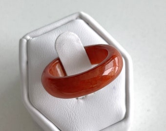 Size 9.25 US Jade Ring, Natural Red Burmese Jadeite Band Ring, Modern, Simple Jade Carved Ring For Men & Women, Genuine Jade Jewelry (RJ242)