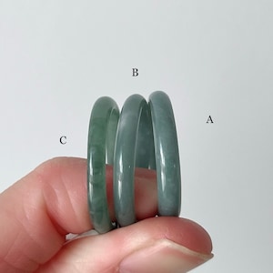 Bague jade taille 9, bague fine en jade du Guatemala naturel, bague fine en jade bleu véritable, bijoux en jade modernes, bague en jade simple (RJ247)