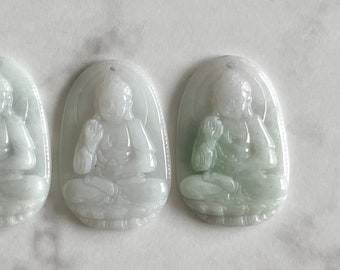 Jade Guardian Buddha Pendant (Dog & Boar Zodiac), Natural Burmese Jadeite Buddhist Protector Amulet Necklace, Zodiac Protection Jewelry