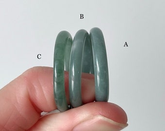 Size 9 Jade Ring, Natural Guatemala Jadeite Slim Band Ring, Genuine Blue Jade Thin Band Ring, Modern Jade Jewelry, Simple Jade Ring (RJ247)