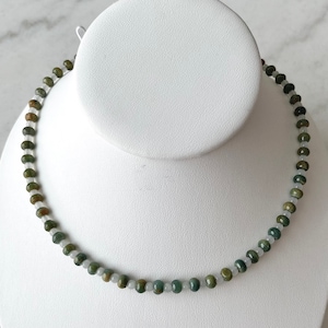 6mm Natural Jadeite Button Beads Necklace, Natural Burmese Jade Beaded Necklace with Barrel Clasp, Simple Jade Choker, Christmas Gift Idea