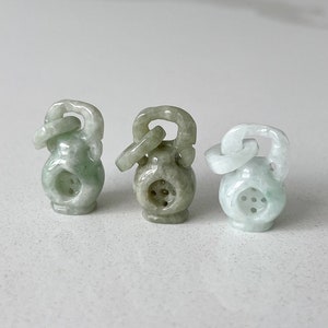 Natural Jadeite Vase Pendant, Natural Burmese Jade Hollow Carved 3D Flower Vase Charm, Feng Shui Wealth Vase, Blessing, Protection Jewelry