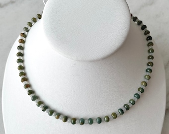 6mm Natural Jadeite Button Beads Necklace, Natural Burmese Jade Beaded Necklace with Barrel Clasp, Simple Jade Choker, Christmas Gift Idea