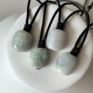 Collar de piel sintética con caparazón de tortuga de jadeíta natural, colgante de caparazón de tortuga de jade birmano natural, joyería protectora para hombres y mujeres