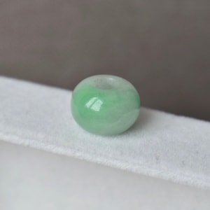 Natural Icy Moss In Snow White + Green Jadeite Jade Bead, Drum, Barrel Pendant • Burmese Jade Jewelry • Modern, Simple, Minimalist, Dainty