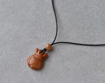 Natural Type A Red Jadeite Jade Tiny Money Bag Pendant Adjustable Necklace • Auspicious Burmese Jade, Good Luck, Feng Shui Jewelry