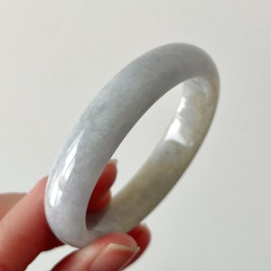 54mm Jade Oval Bangle, Certified Natural Bi-Color Burmese Jadeite Jade Dome Bangle, Genuine Jade Jewelry, Thick Jade Bangle BA87-157153