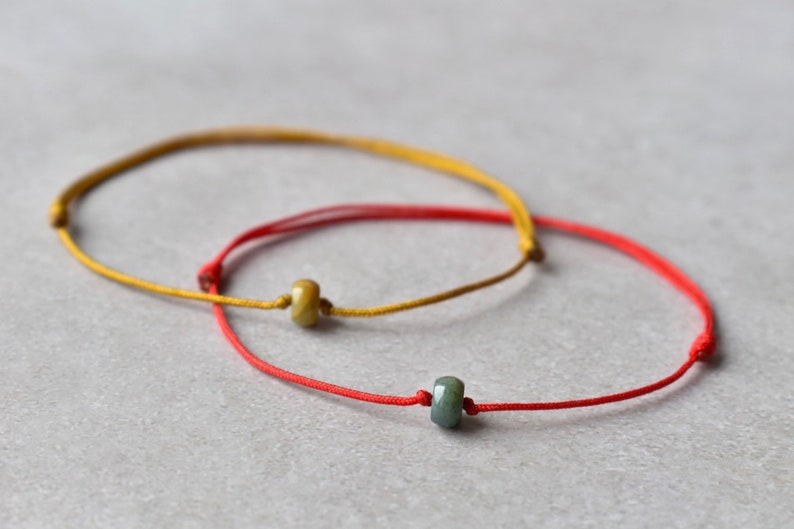 Natural Burmese Jadeite Button Bead String Bracelet, Simple Jade Bracelet, Matching, Couple, Friendship, Family Bracelets, Layering Bracelet image 9