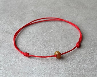 Natural Burmese Jadeite Button Bead String Bracelet, Simple Red Jade Bracelet, Red Cord Lucky Bracelet, Protection Bracelet, Family Bracelet