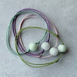 Bracelet à cordes de perles de citrouille en jadéite birmane naturelle, bracelet en jade simple, bracelet de cordon rouge bonne chance, empilement mignon, bracelet de superposition image 9