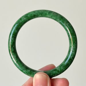 52mm Jade Bangle, Certified Natural Green Burmese Jadeite Jade Round Cylinder Bangle, Genuine Jade Jewelry BA92-74518
