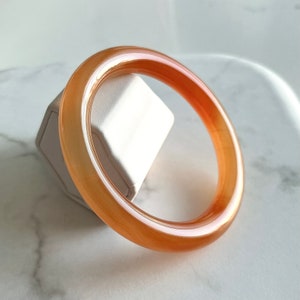 58.55mm Agate Bangle, Natural Icy Orange Agate Round Bangle, Simple Hand-carved Agate Bangle Bracelet, Unisex Agate Jewelry (BA58)