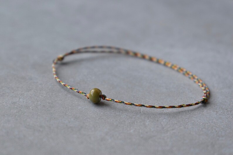Natural Burmese Jadeite Button Bead String Bracelet, Simple Jade Bracelet, Matching, Couple, Friendship, Family Bracelets, Layering Bracelet image 7