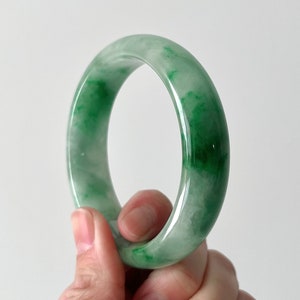 60mm Jade Bangle, Certified Natural Green Burmese Jadeite Jade Round Dome Bangle, Chunky Thick Jade Bangle, Genuine Jade Jewelry BA91-155430