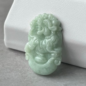 Jade Tiger Amulet Necklace • Natural Type A Translucent Faint Green Jadeite Carved Chinese Zodiac Signs, Animal Pendant Necklace