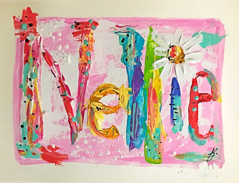 Custom Abstract Name Painting on Art Paper Made to Order Etsy